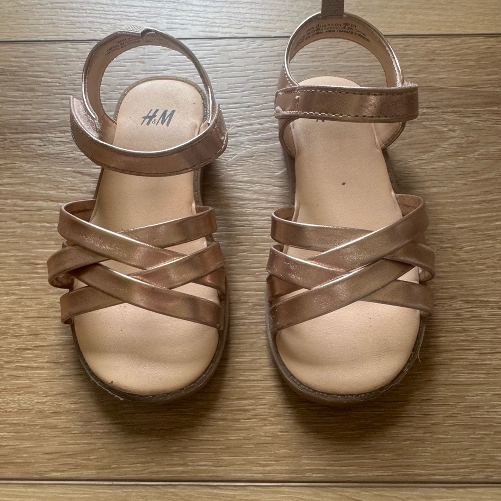 H&M Gold Sandals with Crisscross Straps